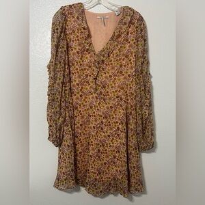 Scotch & Soda Maison Scotch Floral Ruffle V-Neck Swing Dress S